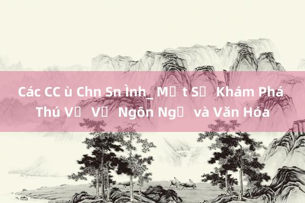 Các CC ù Chn Sn Ình_ Một Sự Khám Phá Thú Vị Về Ngôn Ngữ và Văn Hóa